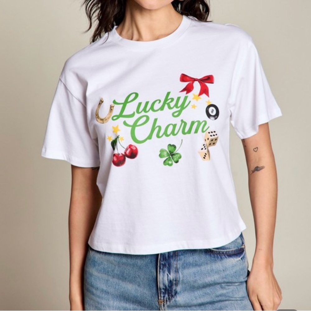 White Lucky Charm Graphic T-Shirt